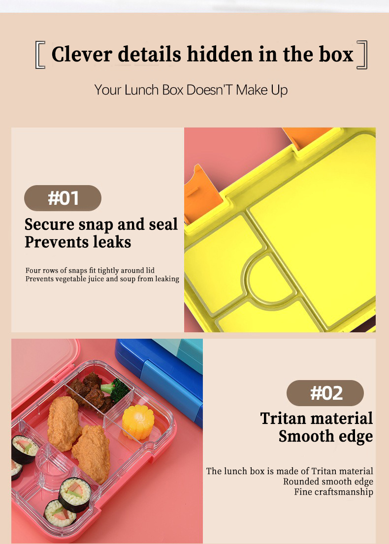 Safe Design Portable 6 grids lunch box