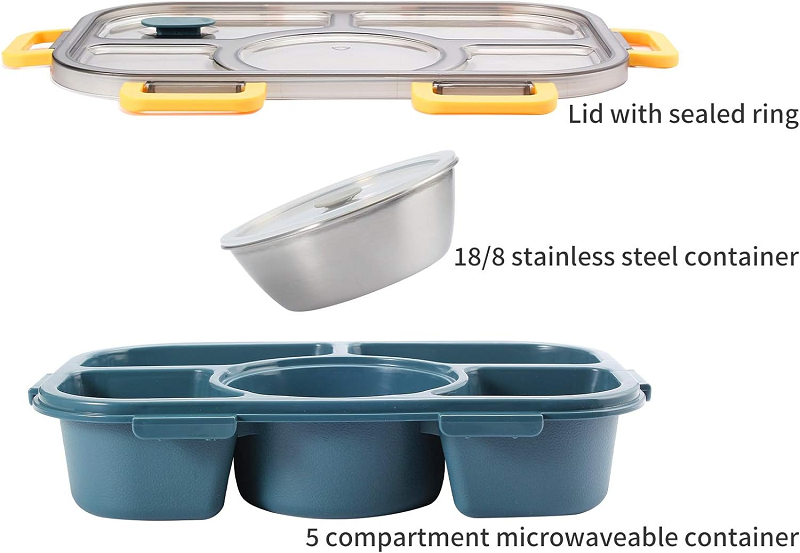 portion lunch box 5 compartment with Soup Bowl
