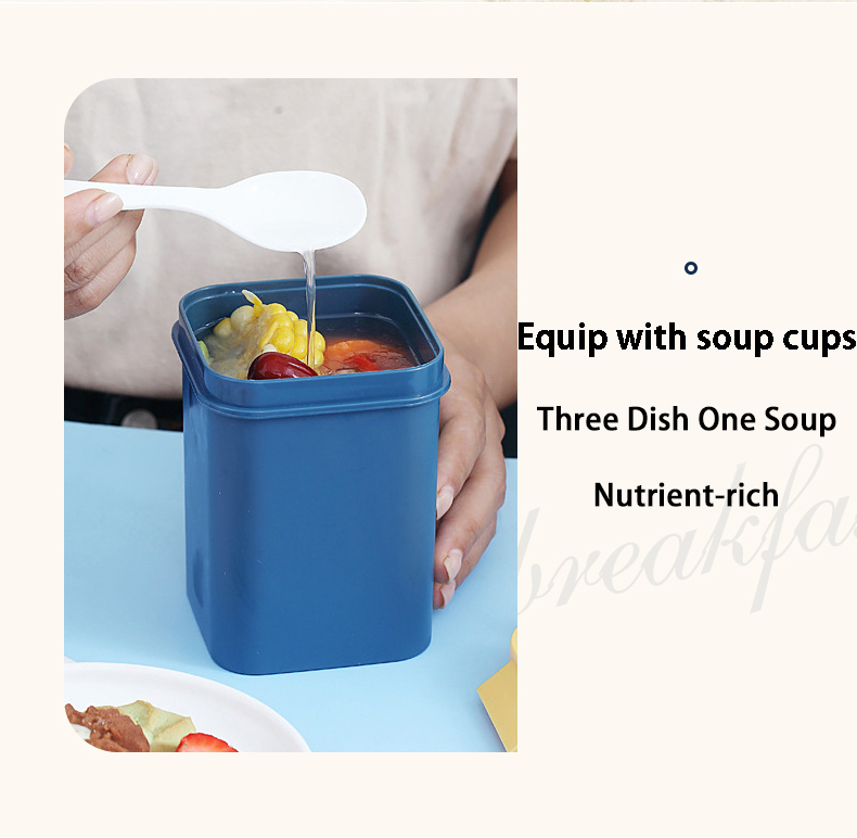 Stylish 2L High-value Double layered Lunch Box+Soup Cup+Insulated Bag