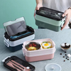 Double layer lunch box with stainless steel inner and soup bowl