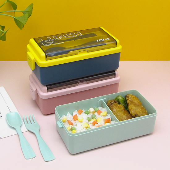 High-value 700ML Single layer 2 grids lunch box