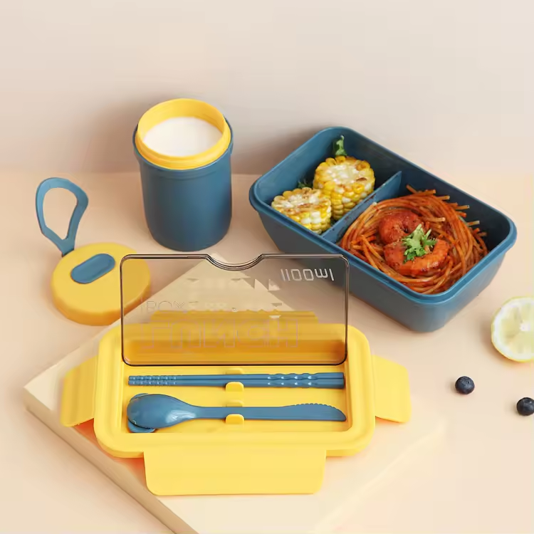 reusable Rectangle 2 compartment bento box 1.1L