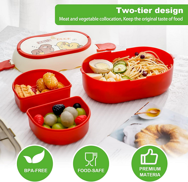 good-shaped 1.7L Antibacterial double layer Divided Lunch box