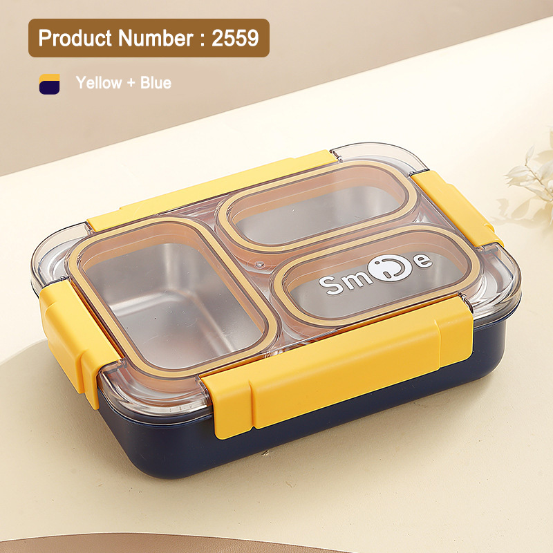 excellent 304 stainless steel 3 grids lunch box for children
