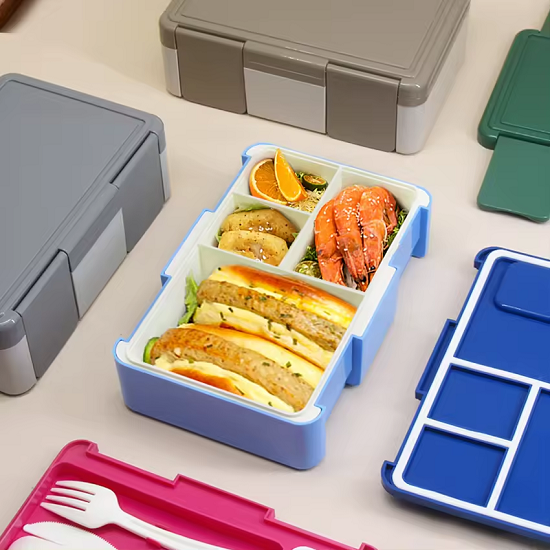 4 compartment sealed blue lunch box