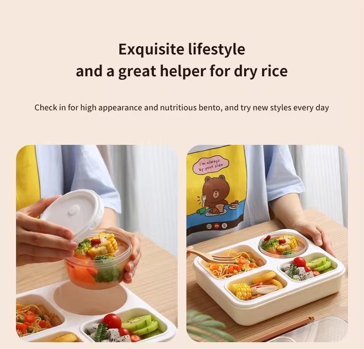 4 Grids PP Lunch Box With Insulated Soup Jar