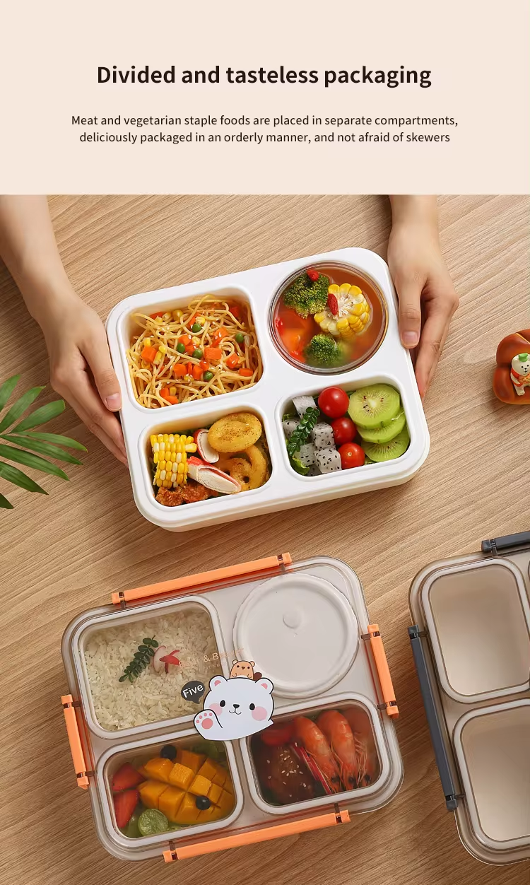 wholesale rectangle 4 compartment lunch box