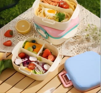 Square 3 grid lunch box on-the-go